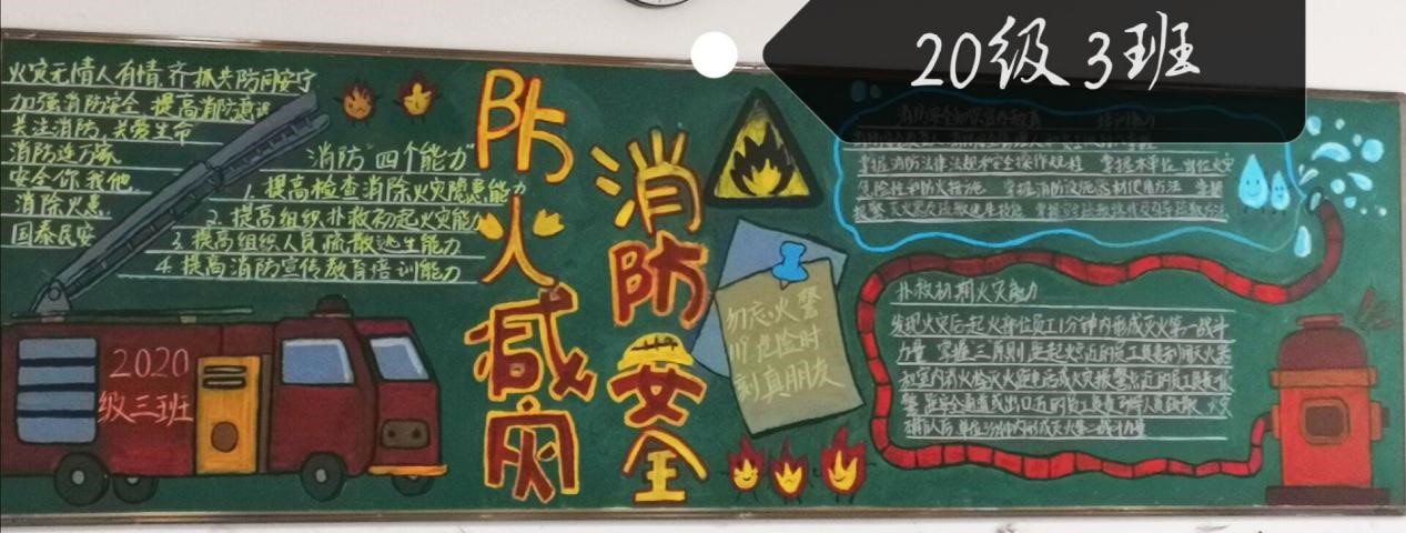 关注消防,生命至上 ——黄麓师范学校消防日主题黑板报评比(图9)