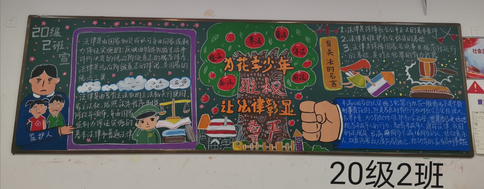 宣传部的四位同学和19级5班的宣传委员对各班的黑板报进行了检查评比